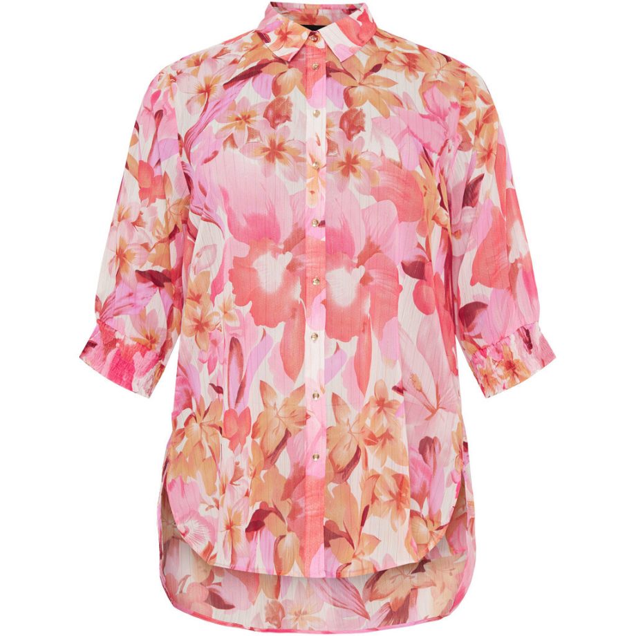 Blouse Off-White-Pink-Flowers