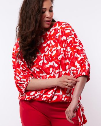 Exxcellent- Blouse Kelsey- White/ Chili Red