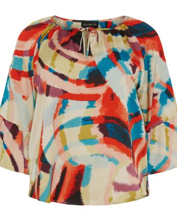 NO.1.BY.OX Blouse flair cuffs 1/2 sleeves multicollor