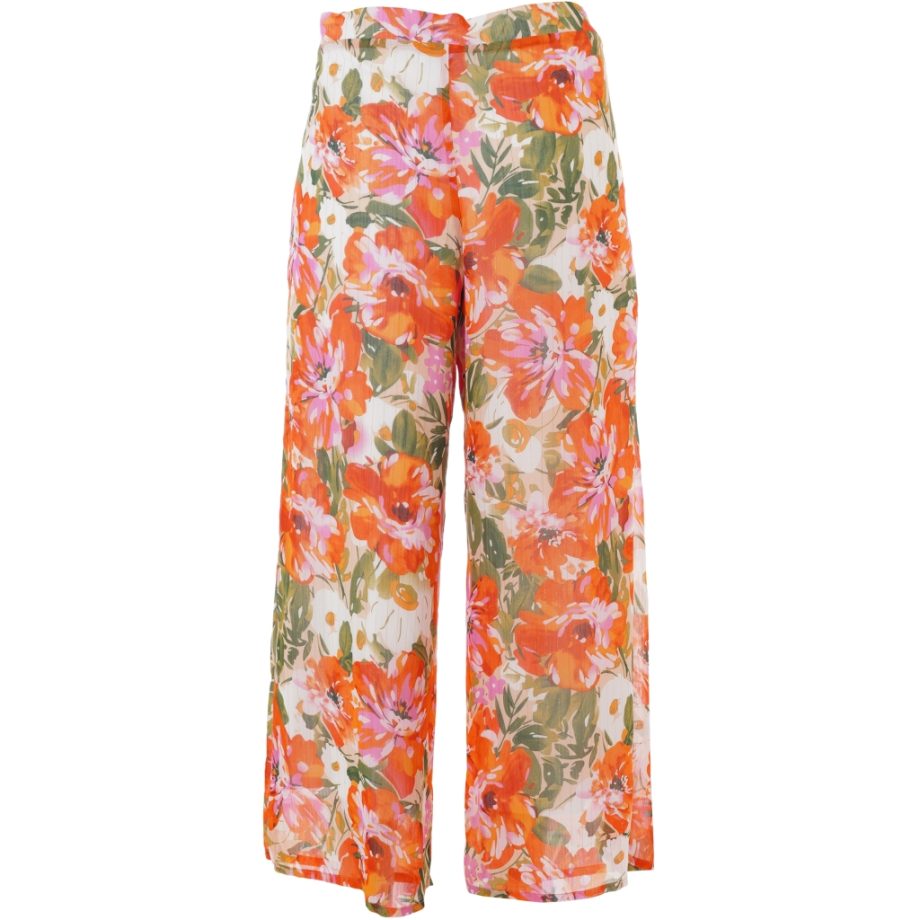 STUDIO Broek Sjakobine met zakken en oranje bloemen